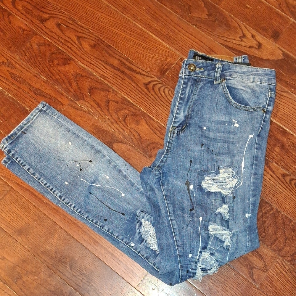 Waimea Paint Splattered Skinny Jeans.